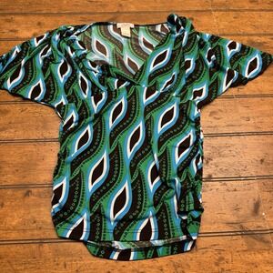 candies Green Brown Pattern womens tops large